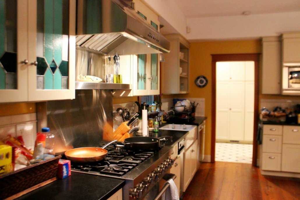 black frying pan on stove
