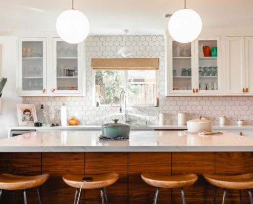 four brown stools